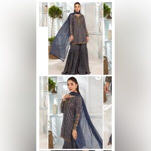 Pakistani designer Maria B kameez gharara dupatta